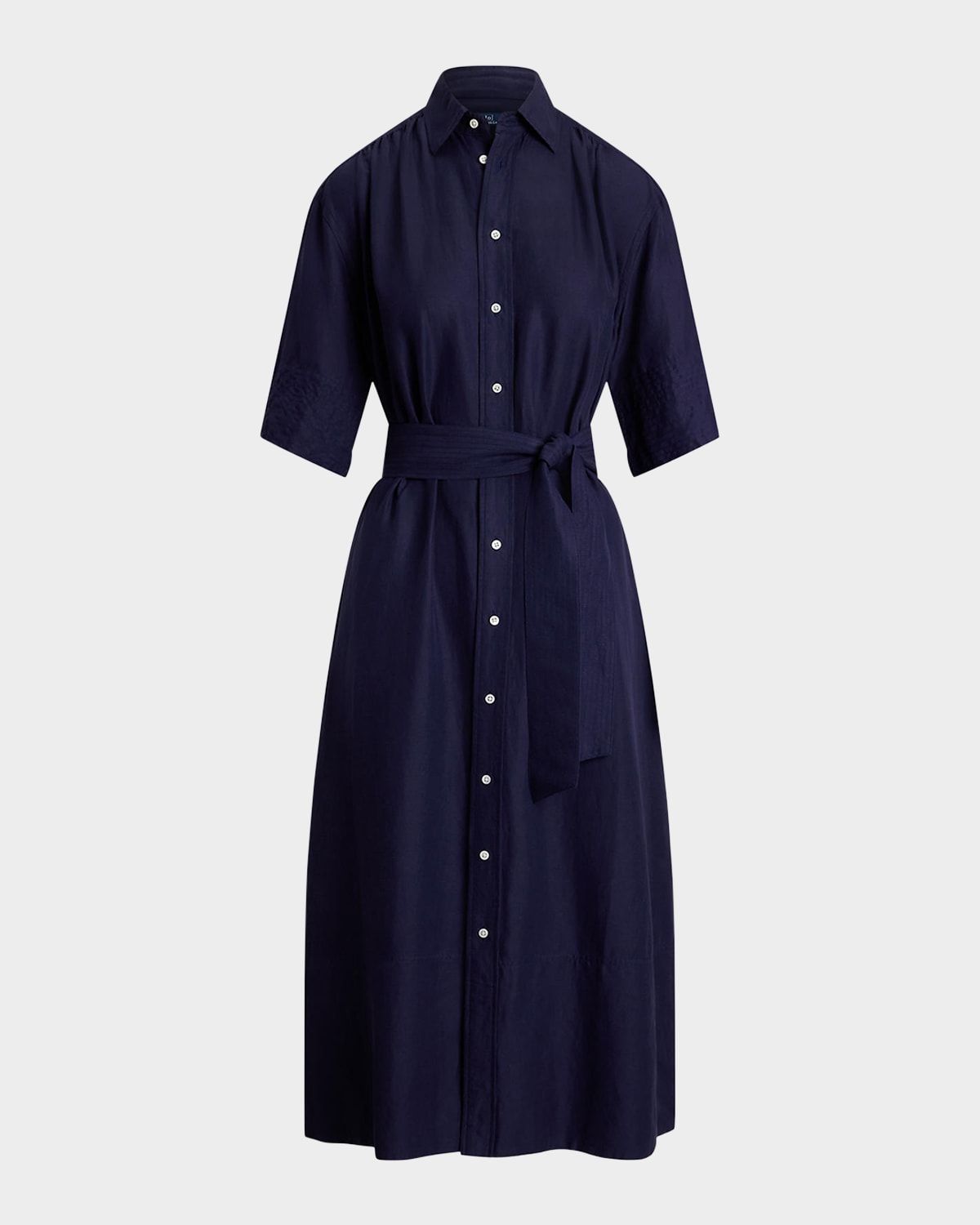 Belted Silk-Blend Shirtdress