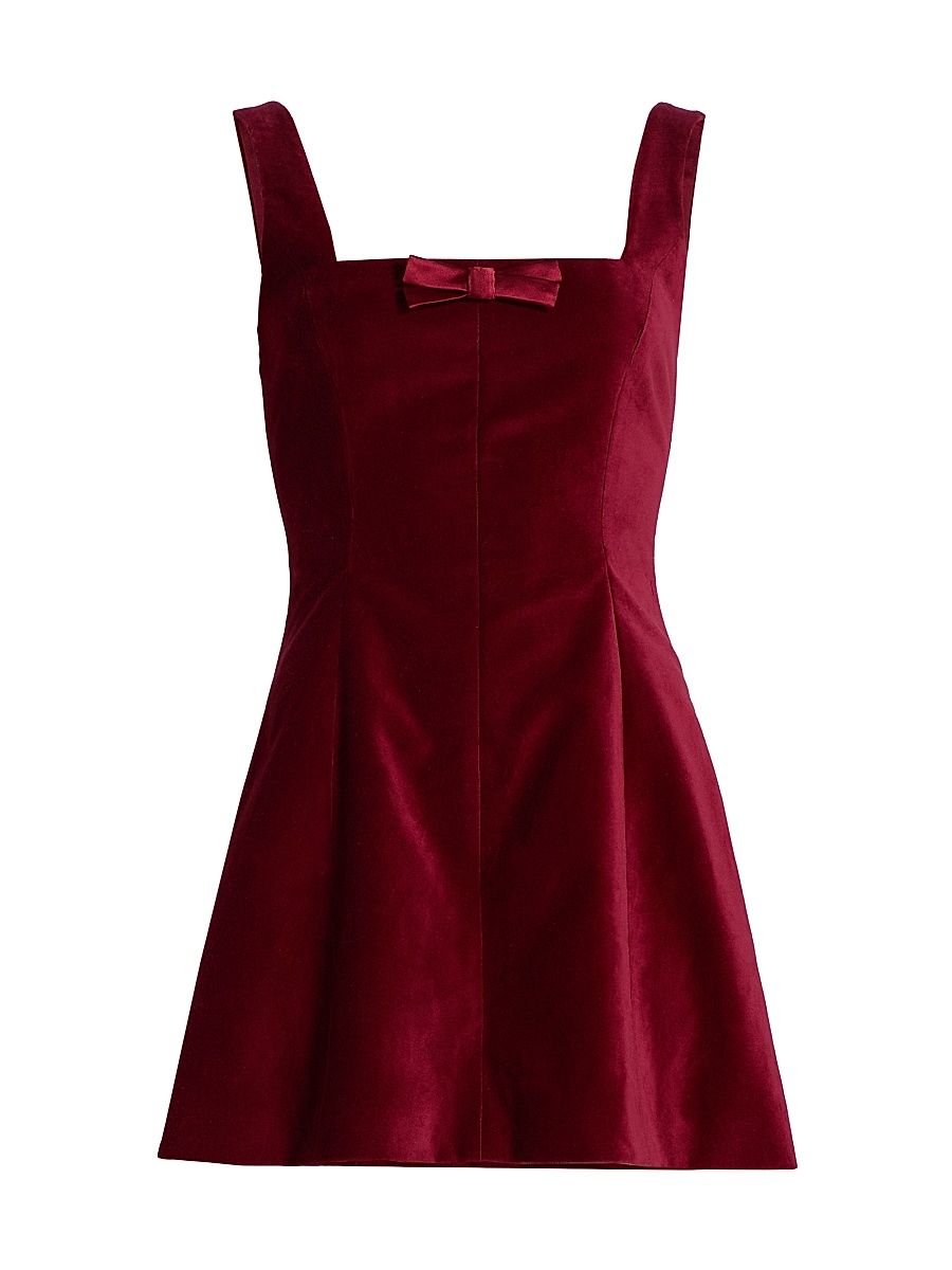 Women's Brooke Velvet Fit & Flare Minidress - Burgandy - Size 10