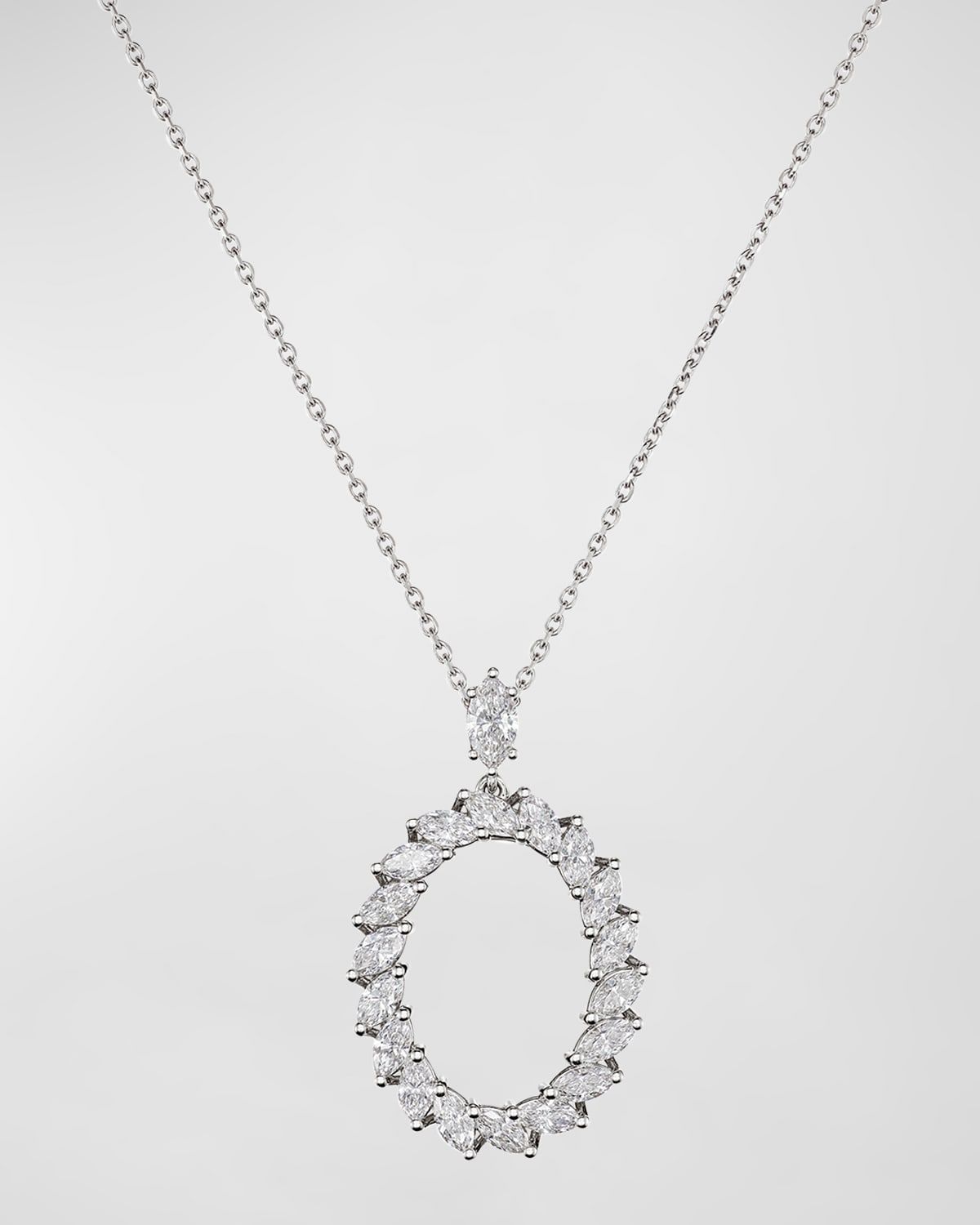 L & apos;Heure du Diamant 18K White Gold Oval Pendant Necklace