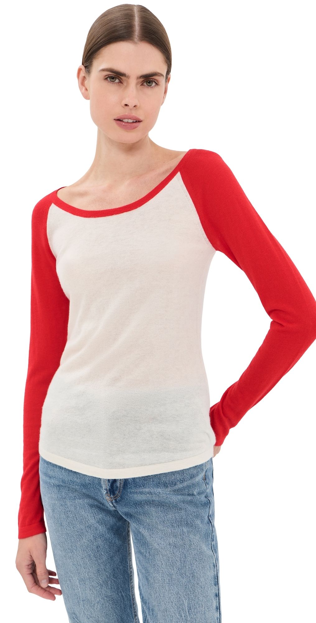 Isabel Marant Grace Cashmere Top Ecru/Red 42