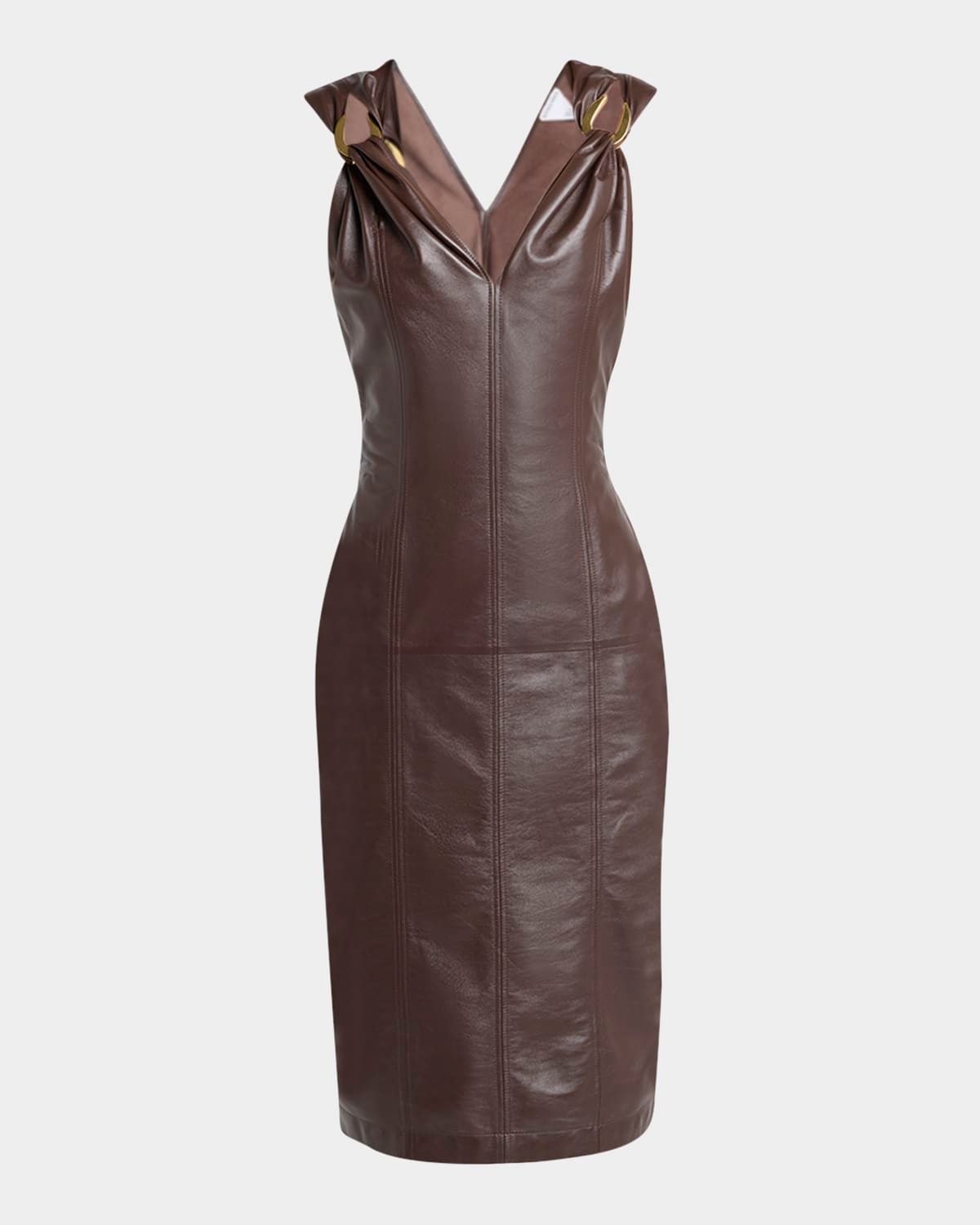 Sleeveless Leather Sheath Dress
