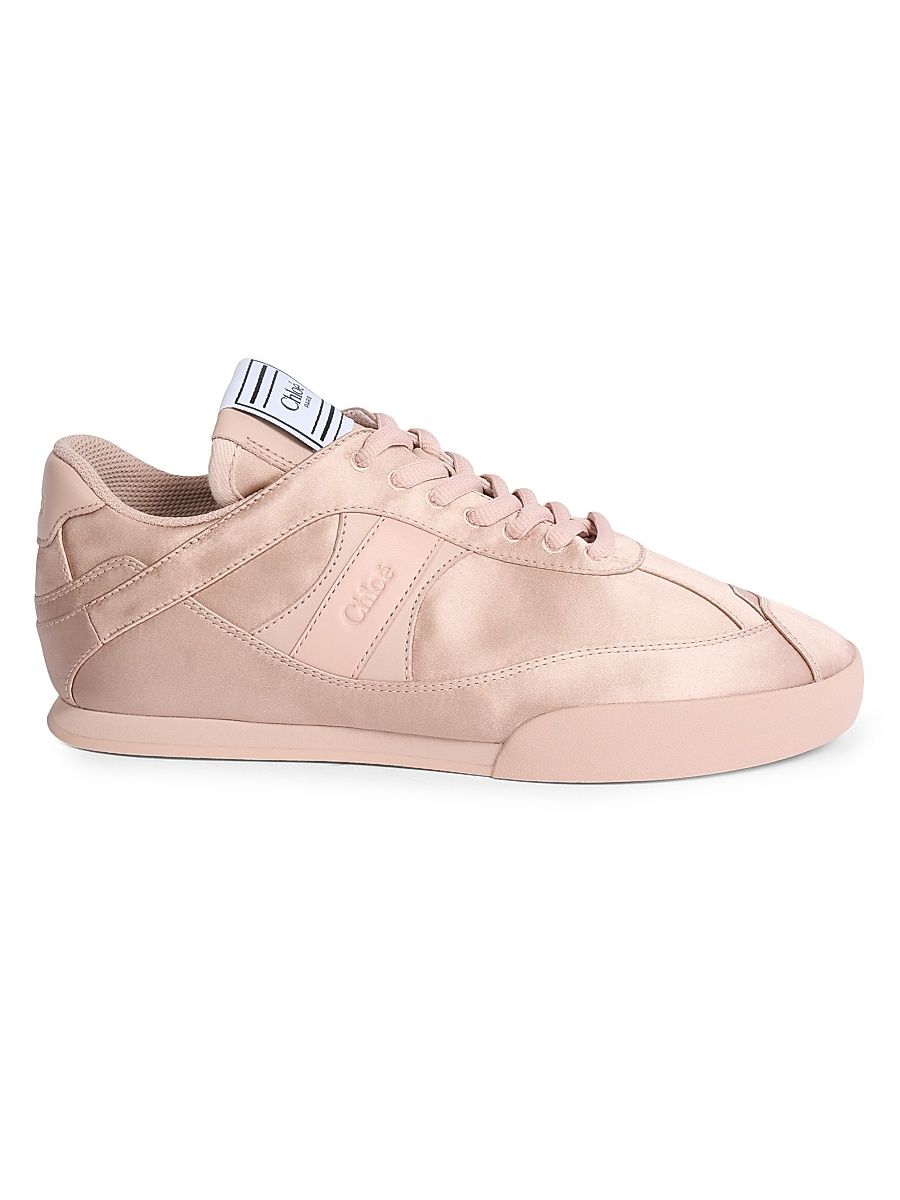 Women's Kick Logo Satin Low-Top Sneakers - Ballet Pink - Size 11