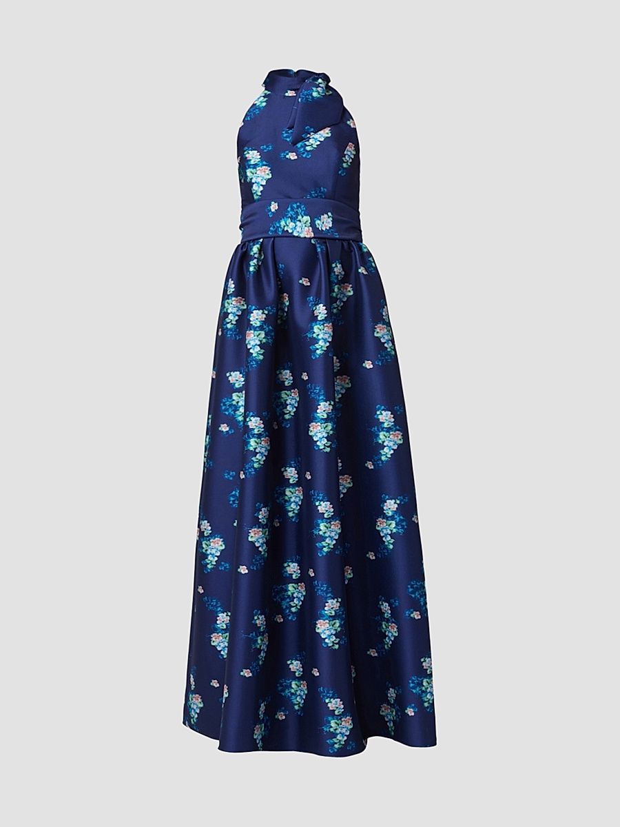 Shoshanna Women's May Floral Satin Maxi Dress - Navy Multi - Size 14