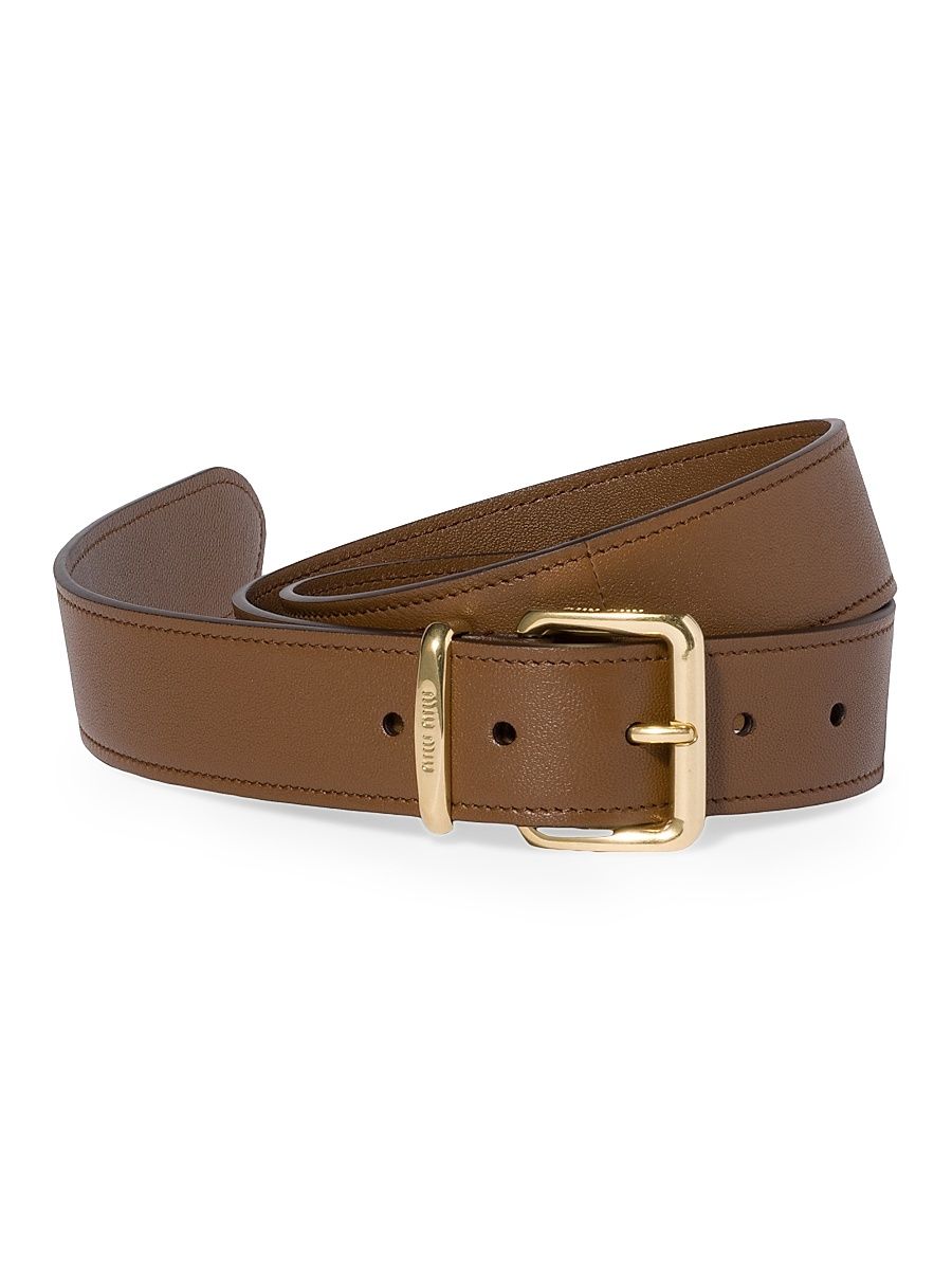 Women's Nappa Leather Belt - Brown - Size 32
