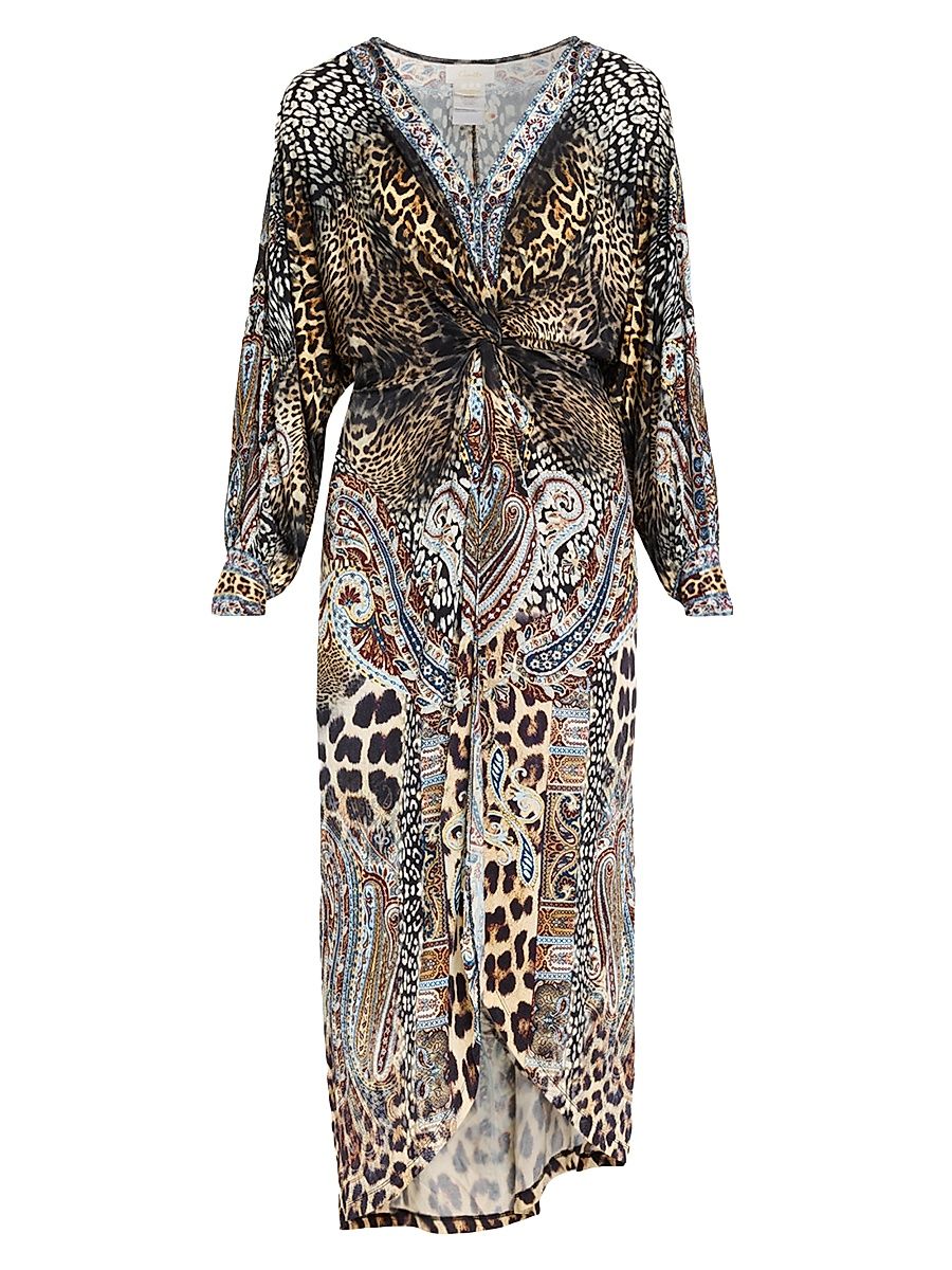 Women's Istanbul Animalia Silk Maxi Dress - Footsteps - Size Medium