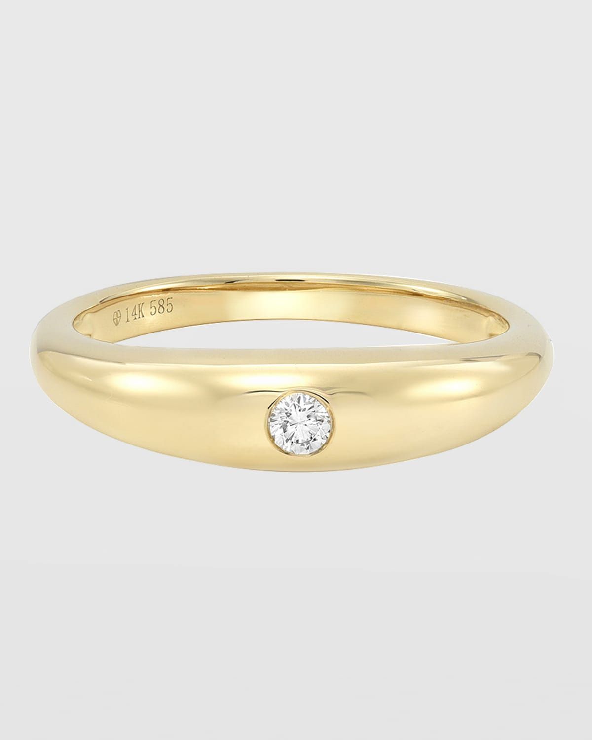 14k Gold Diamond Dome Band, Size 7-8