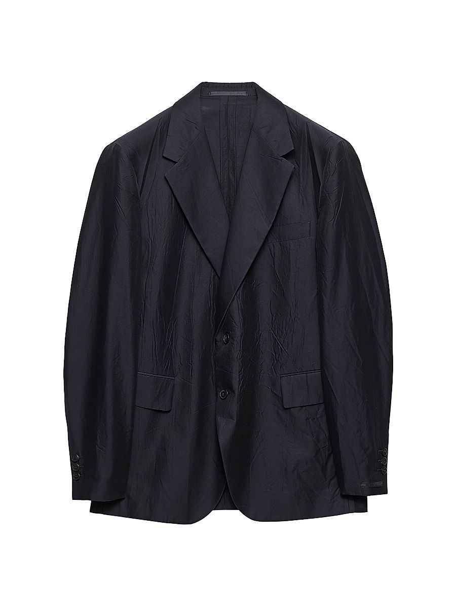 Men's Single-Breasted Cotton and Silk Jacket - Blue - Size 44