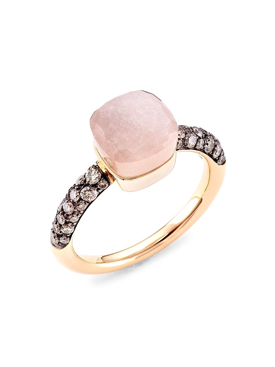 Women's Nudo Petit Two-Tone 18K Gold, Moonstone & Diamond Ring - Rose Gold - Size 8
