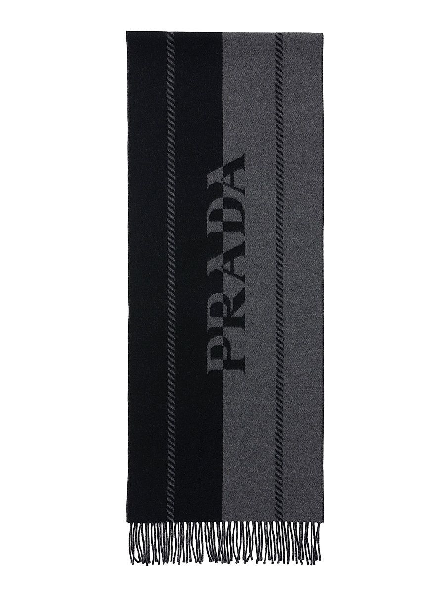 Men's Wool Scarf - Black Grey