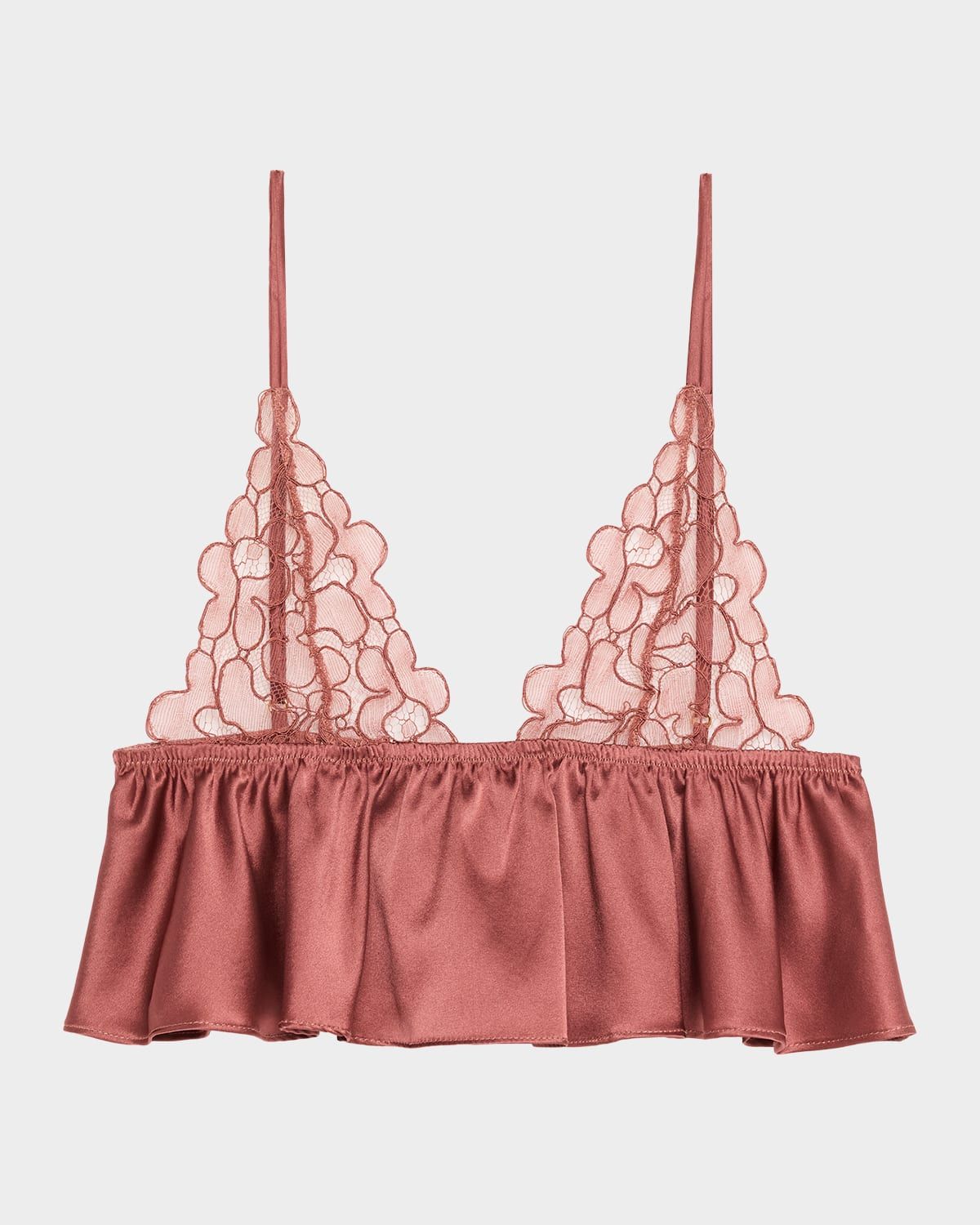 Amelie Silk Charmeuse Ruffle & Lace Soft Bra