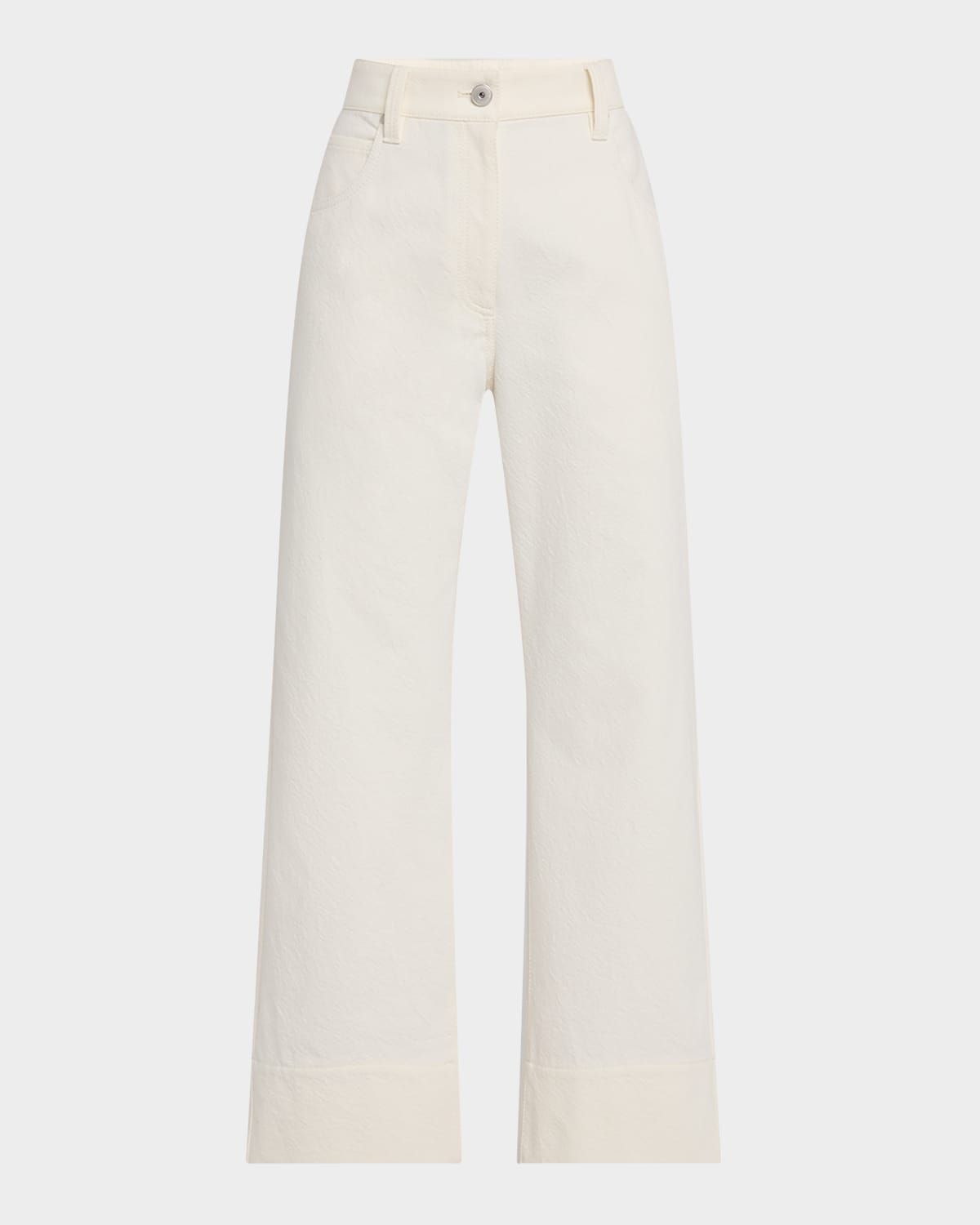 Cotton-Wool Barrel Cuff Wide-Leg Jeans