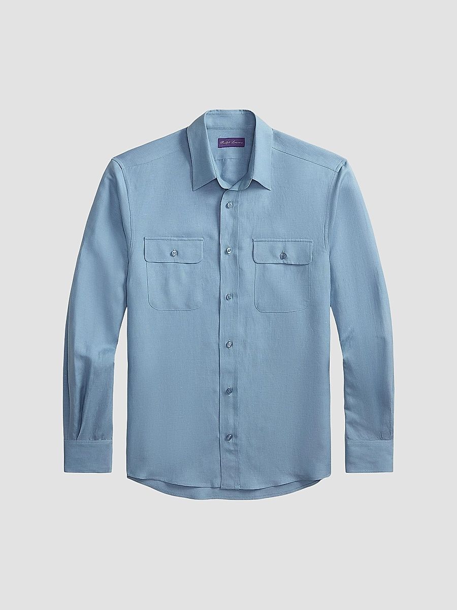 Men's Silk-Linen Button-Front Shirt - Winward Heather - Size Large