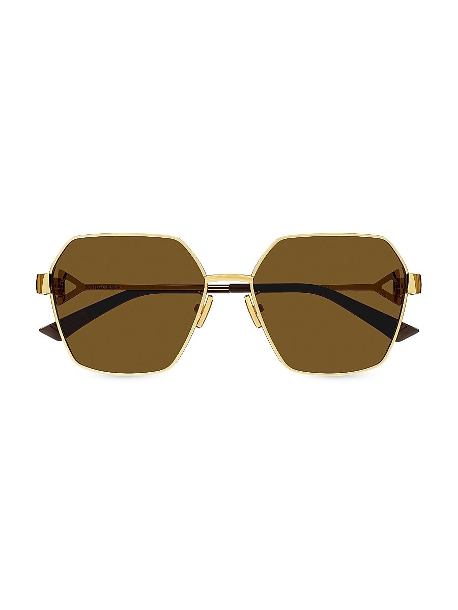 Women's New Triangle Metal 57MM Geometric Sunglasses - Gold Brown