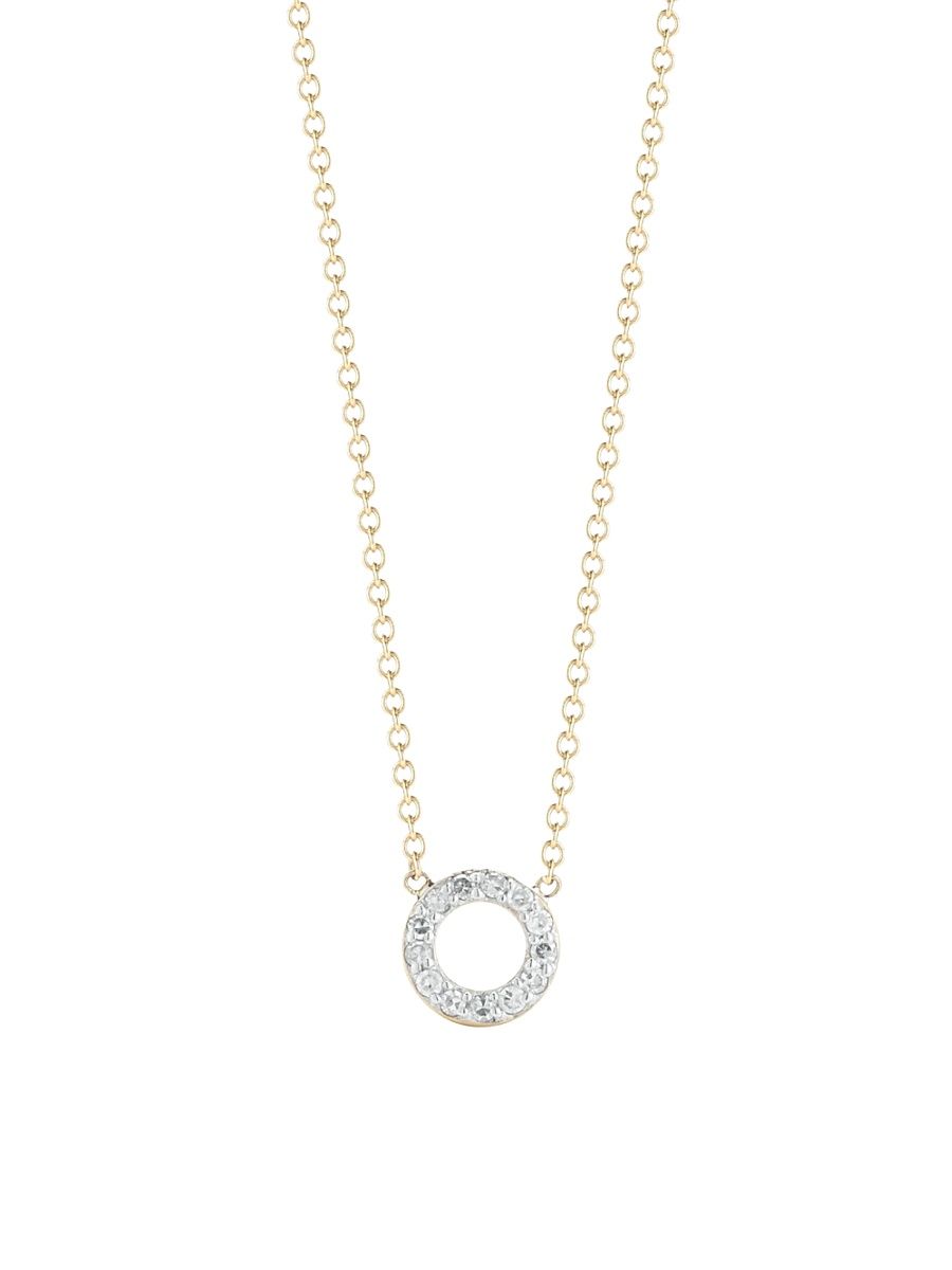 Women's 14K Yellow Gold & Diamond Mini Circle Pendant Necklace - Diamond