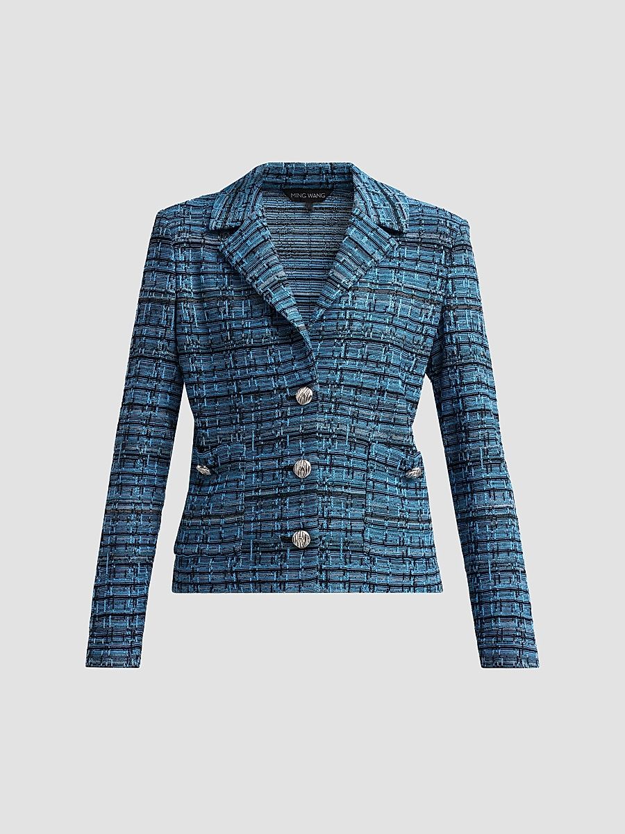 Ming Wang Women's Tweed Knit Jacket - Deep Teal - Size XL