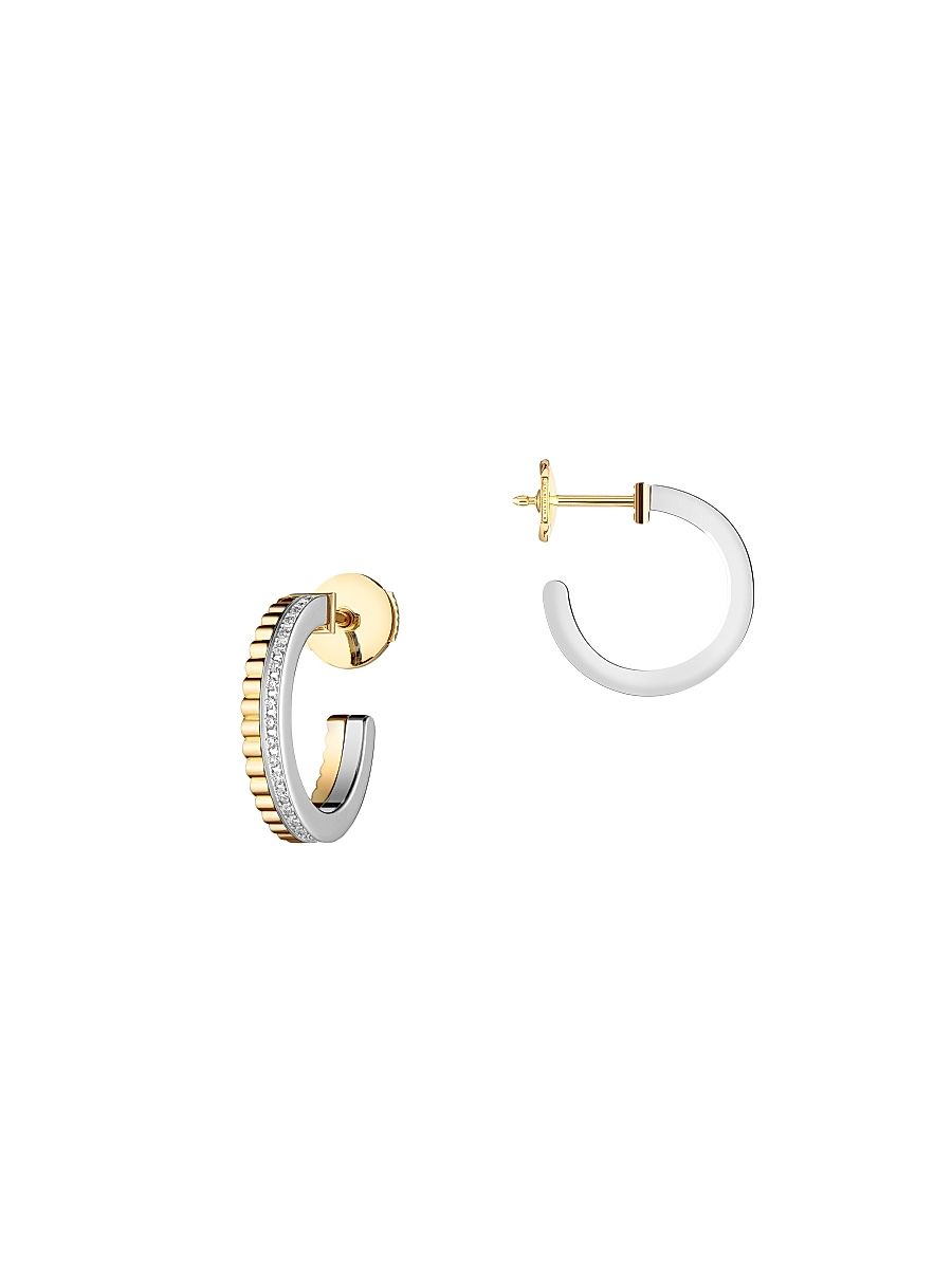 Women's Quatre Radiant Edition Two-Tone 18K Gold & 0.24 TCW Diamond Hoop Earrings - Yellow Gold