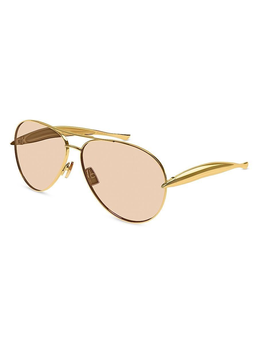 Women's Sardine 64MM Pilot Sunglasses - Gold Amber