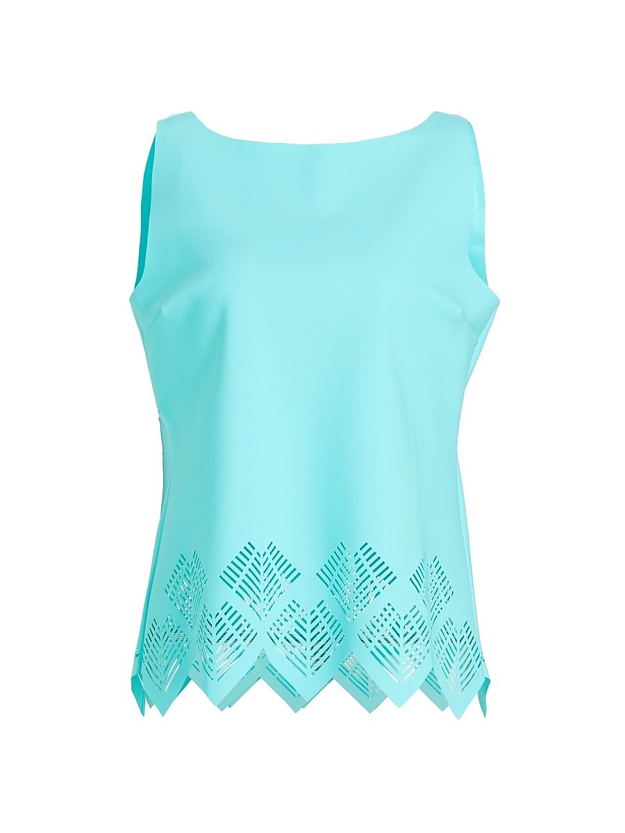 Women's Romoloa Laser-Cut Jersey Top - Verde Aqua - Size 6