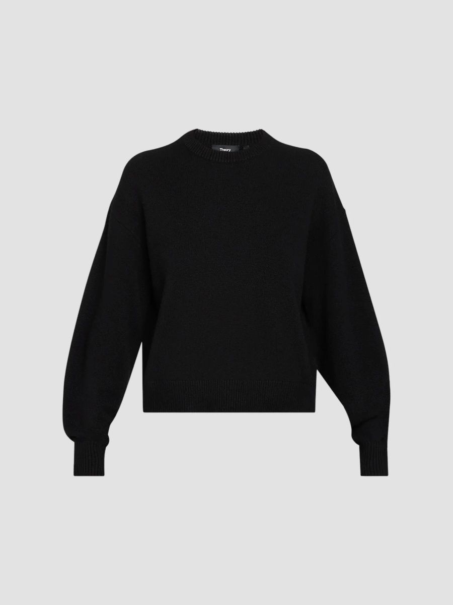 Theory Women's Cashmere Crewneck Sweater - Black - Size XL