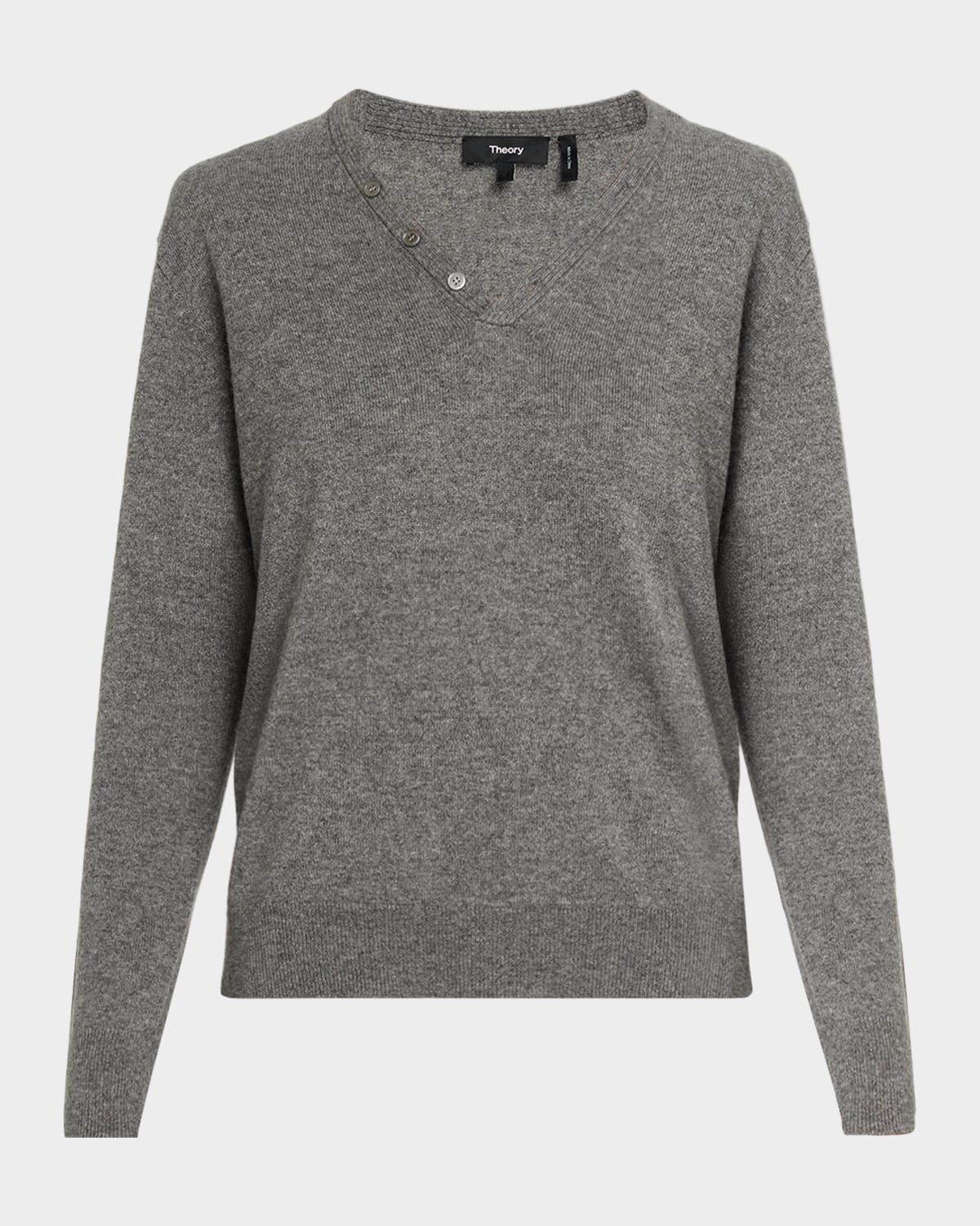Cashmere Button-Neck Sweater
