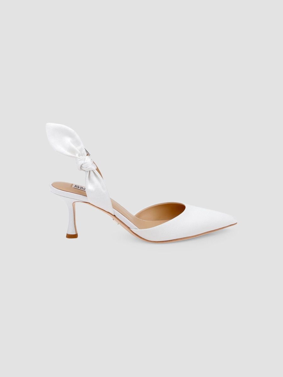 Badgley Mischka Women's Yuan 65MM Leather Slingback Pumps - White Crepe - Size 5.5