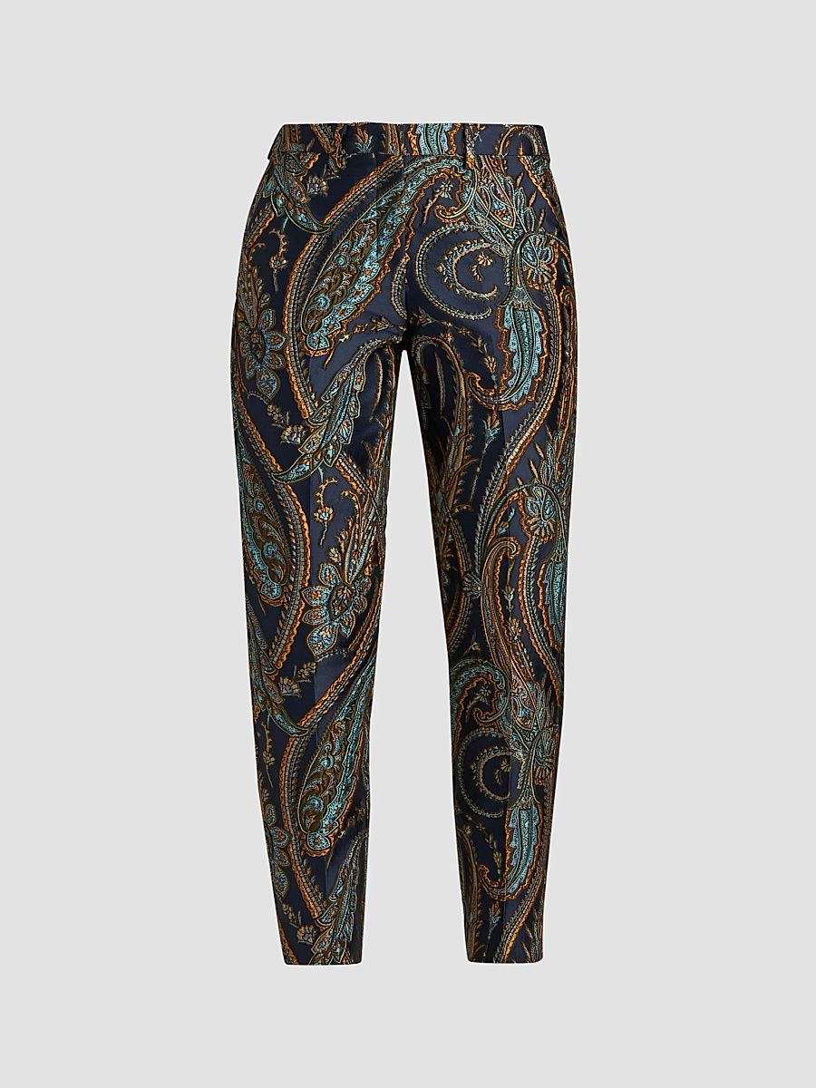 Women's Satin Paisley Tapered Trousers - Size 4