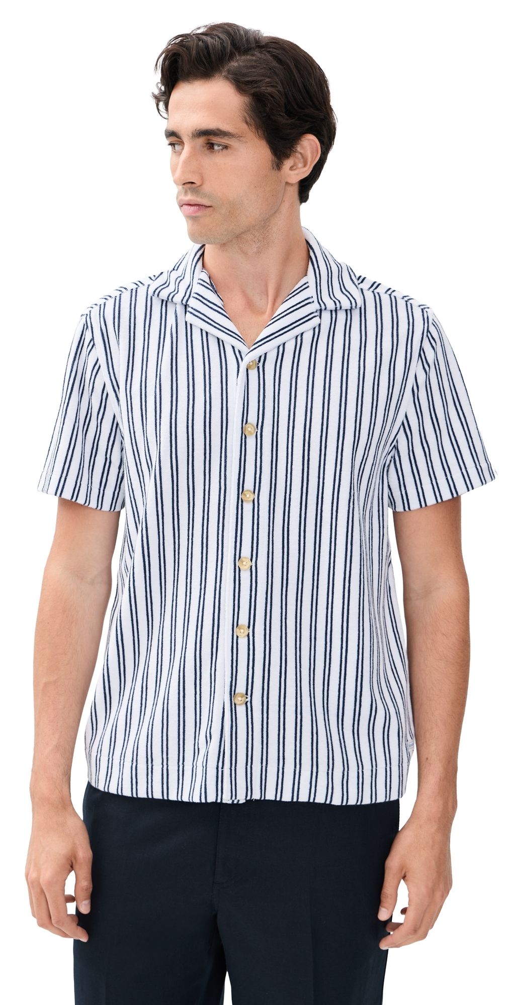 Fair Harbor Fair Harbor x Foot Joy Ravello Terry Short Sleeve Button Down Beach Stripe S