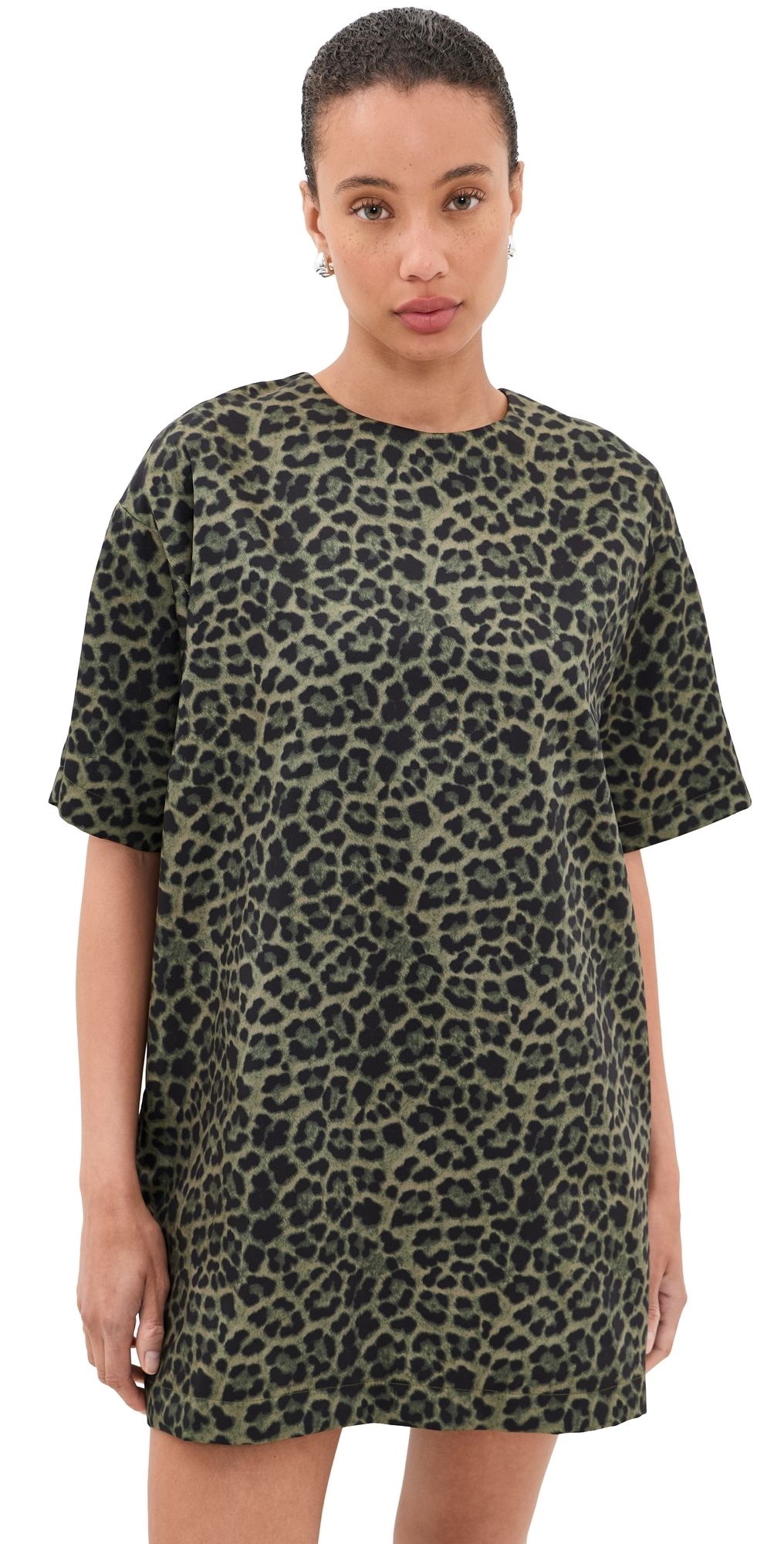 Marques'Almeida Bonded Satin T-Shirt Dress Green Leo 4
