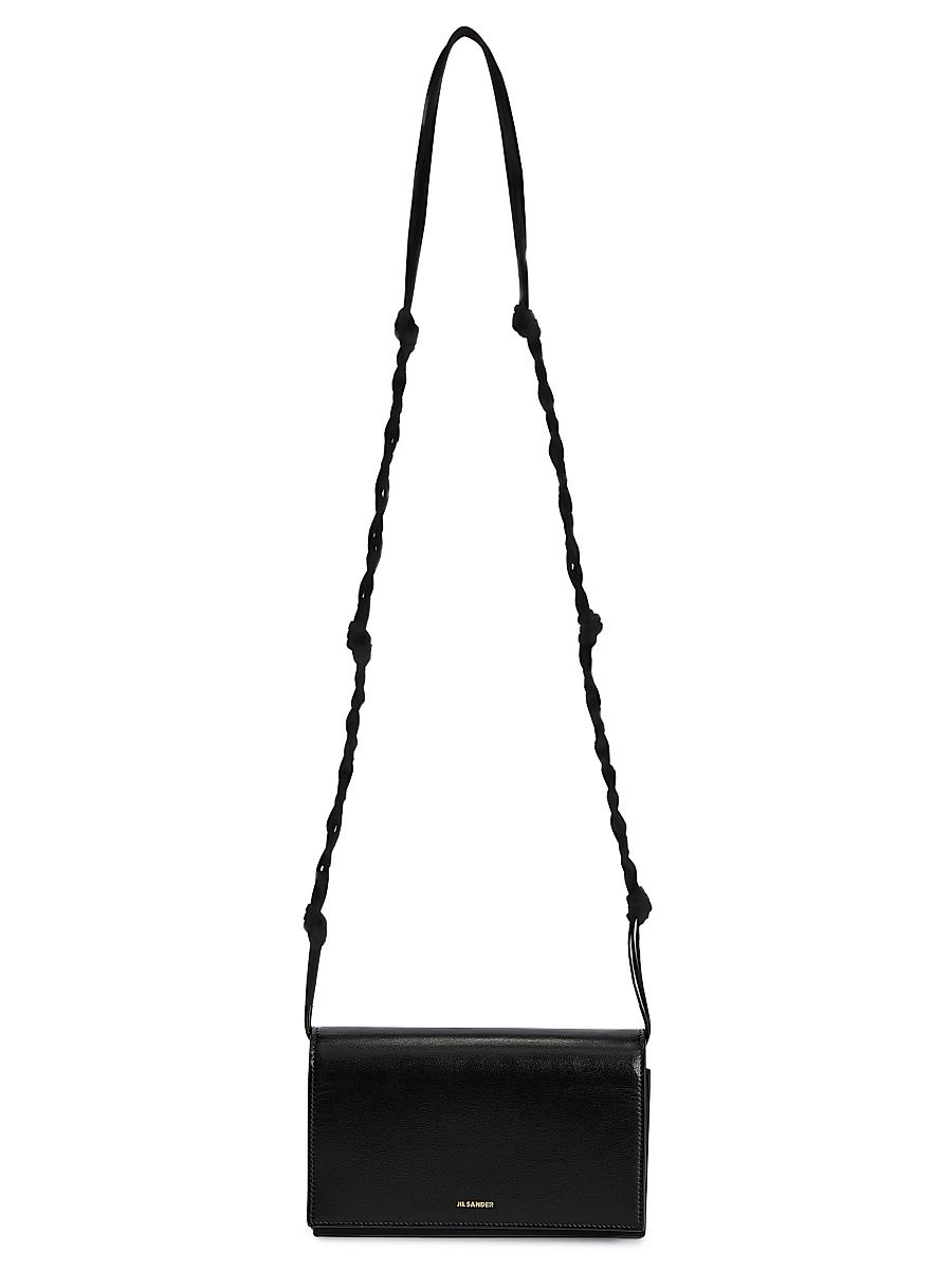 Women's Logo Leather Crossbody Bag - Black