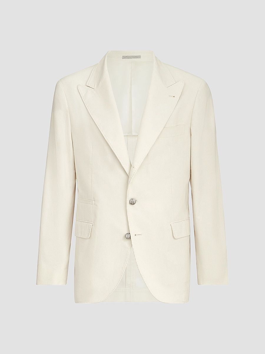 Men's Sea Island Cotton Narrow Wale Corduroy Deconstructed Blazer - Panama - Size 42
