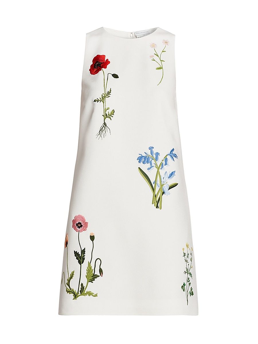 Women's Floral-Embroidered Shift Dress - Cream - Size 12