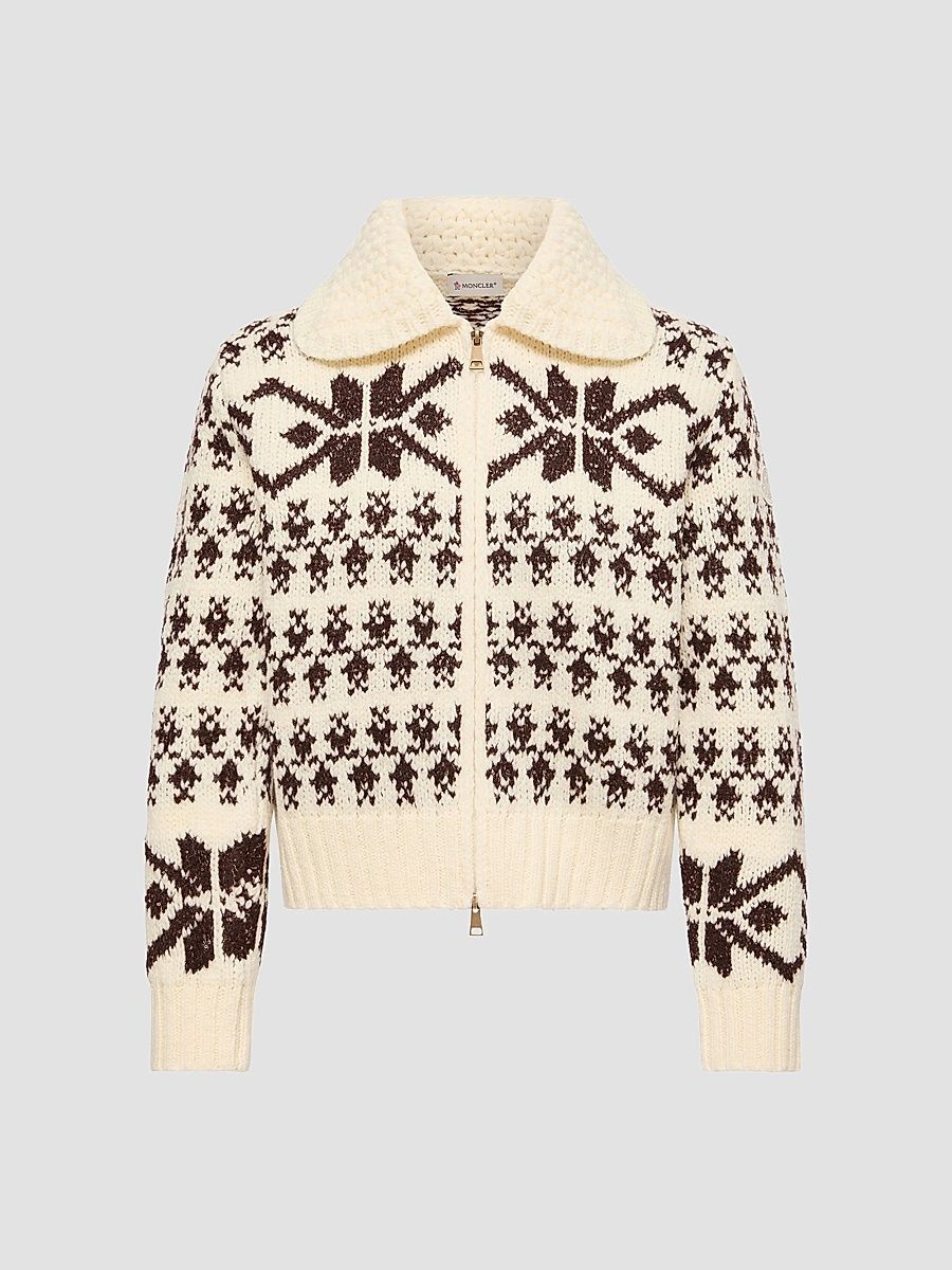 Women's Cardigan in Wool Blend - White Ivory - Size XL