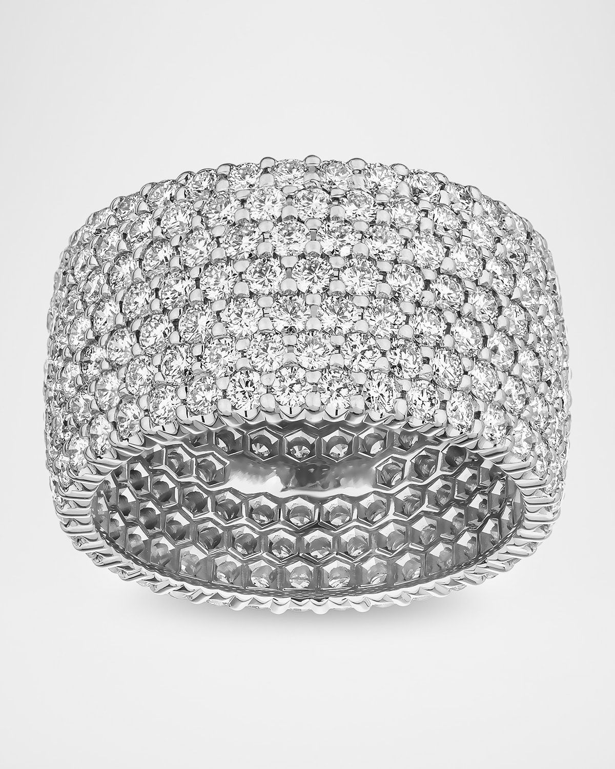 18K White Gold 7-Row Diamond Cigar Band