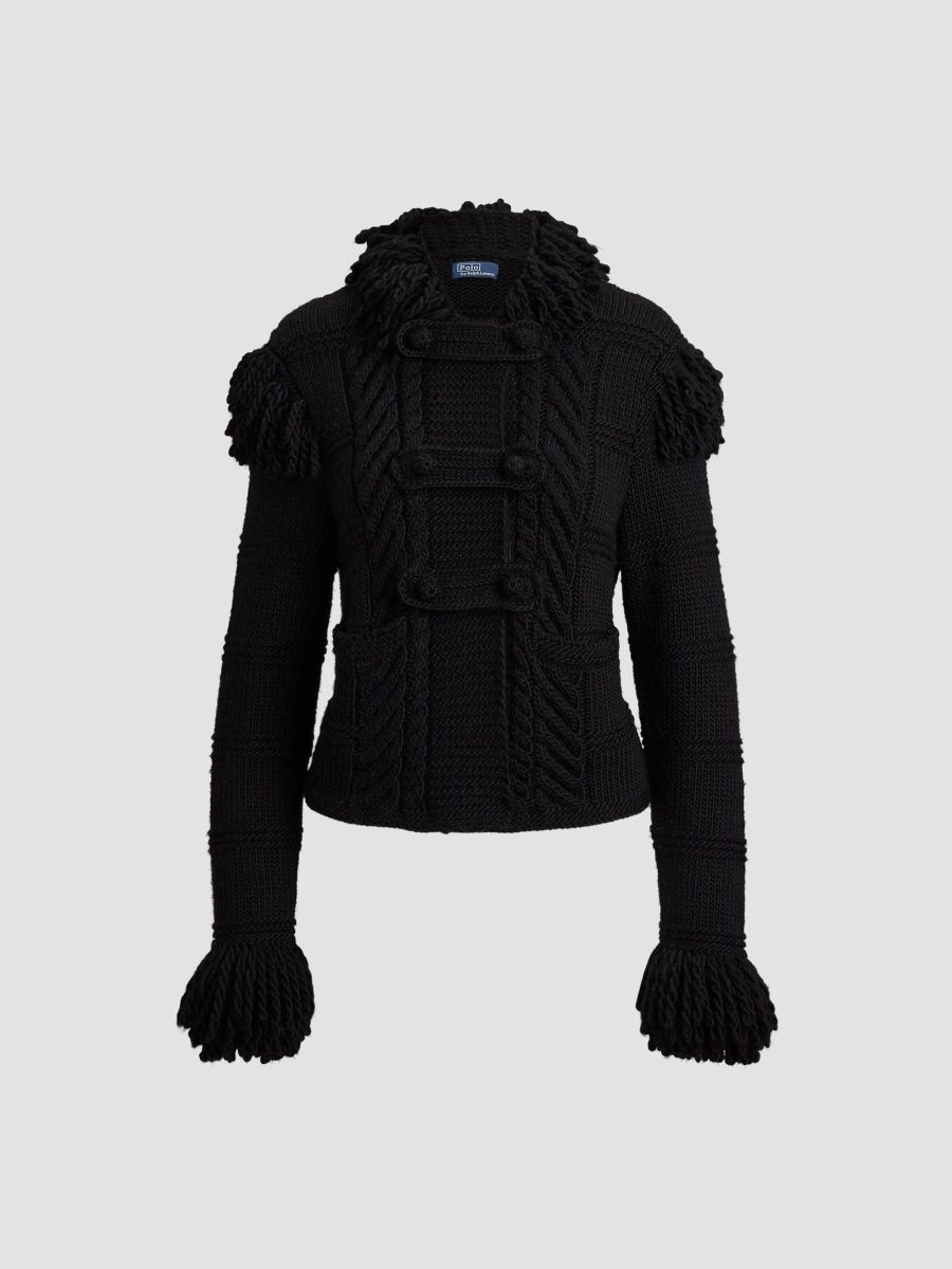 Polo Ralph Lauren Women's Cable-Knit Wool Cardigan - Black - Size XS
