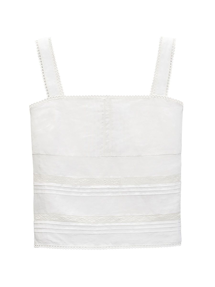 Women's Viviana Eyelet Lace Tank - White - Size Large