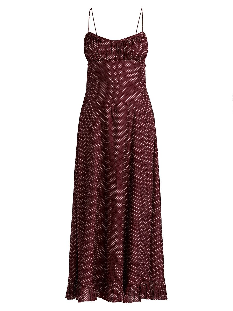 Women's Rosaria Polka Dot Midi-Dress - Burgandy Colette Dot - Size XS