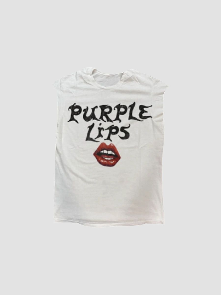 Men's Lips Textured Cotton Sleeveless T-Shirt - Off White - Size XXL