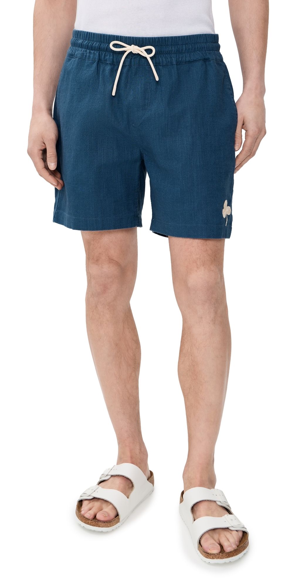 Portuguese Flannel Embroidery Nature Ramie Shorts Blue M