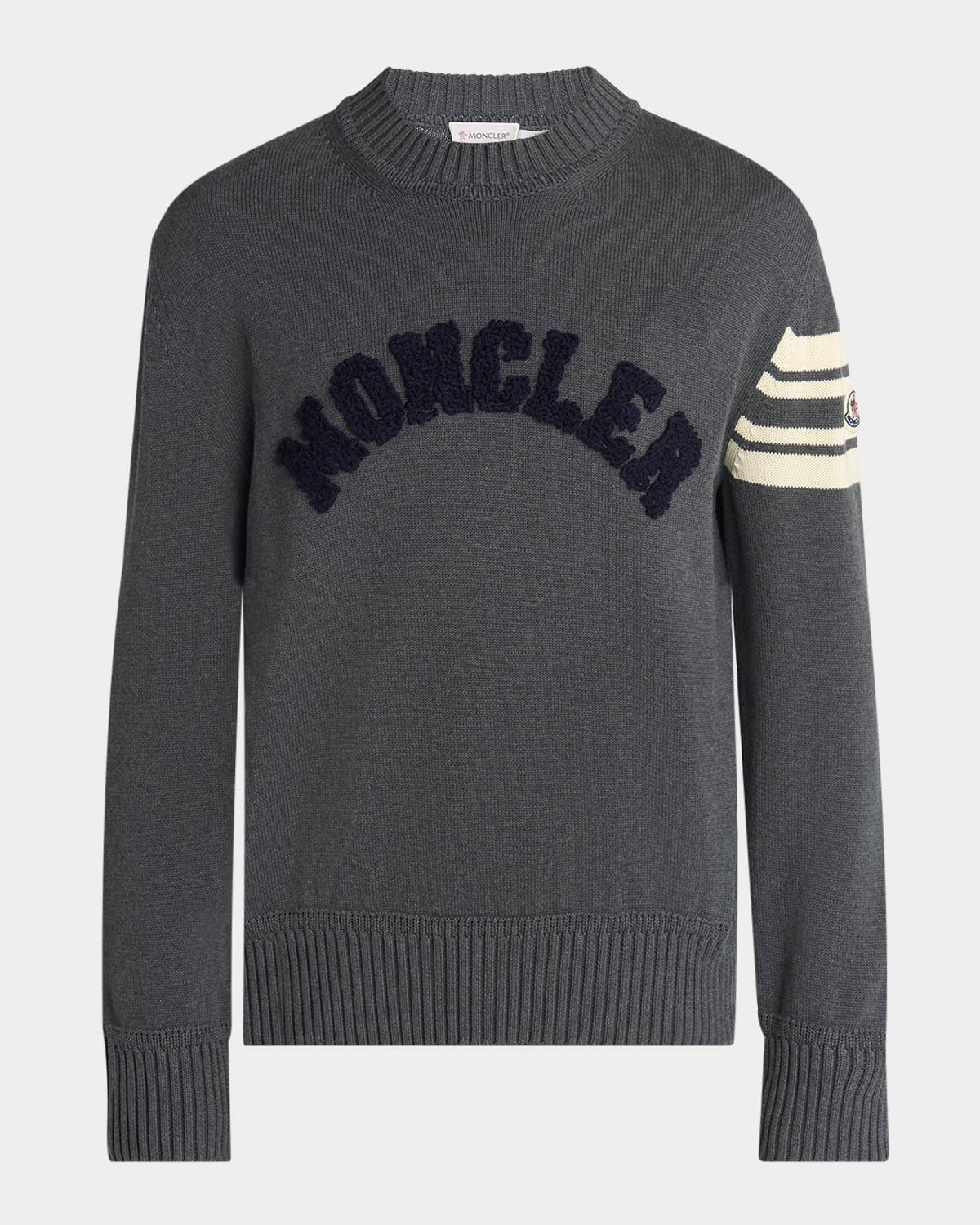 Men & apos;s Curved Logo Knit Crewneck Sweater
