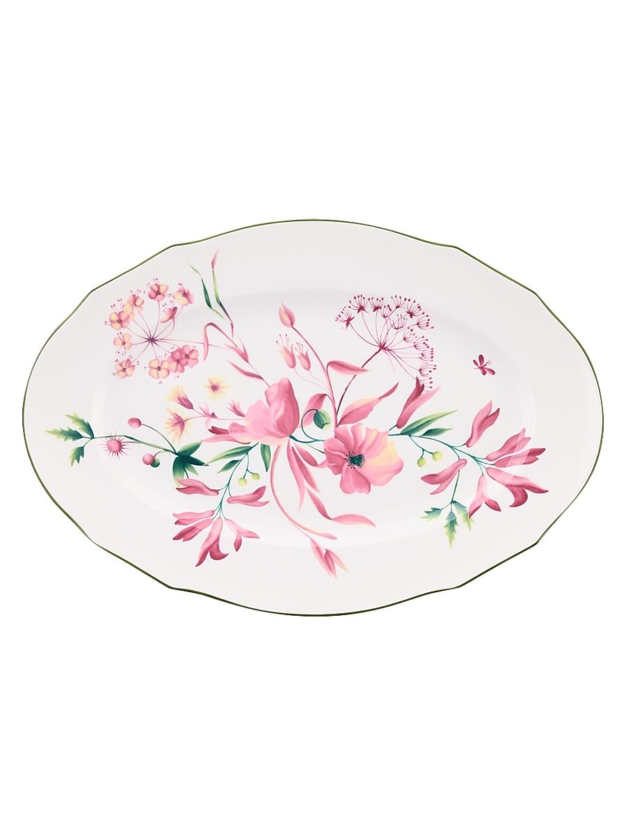 Florenza Porcelain Oval Platter - Pink White