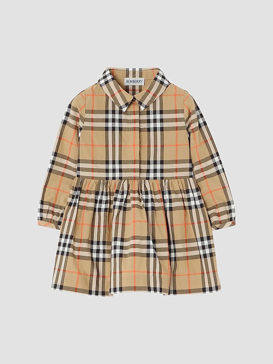 Baby Girl's, Little Girl's & Girl's Winifred Check Cotton Long-Sleeve Dress - Sand Check - Size 3