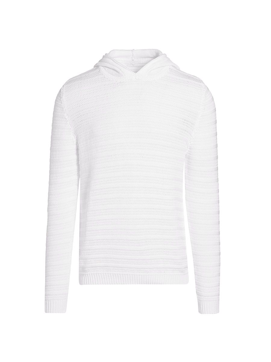 Men's COLLECTION Ridge Stitch Sweater Hoodie - White - Size Large