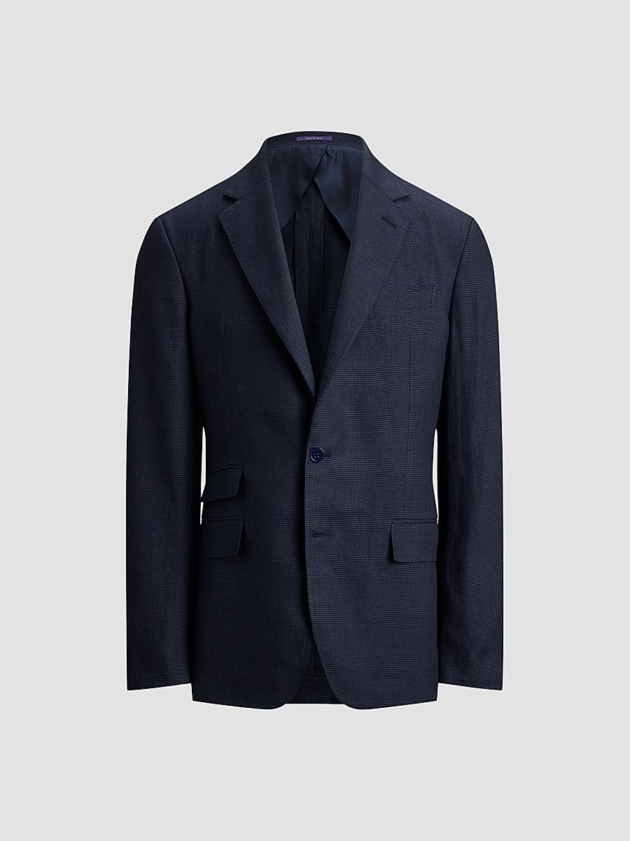 Men's Kent Hand-Tailored Plaid Suit Jacket - Racing Navy - Size 48
