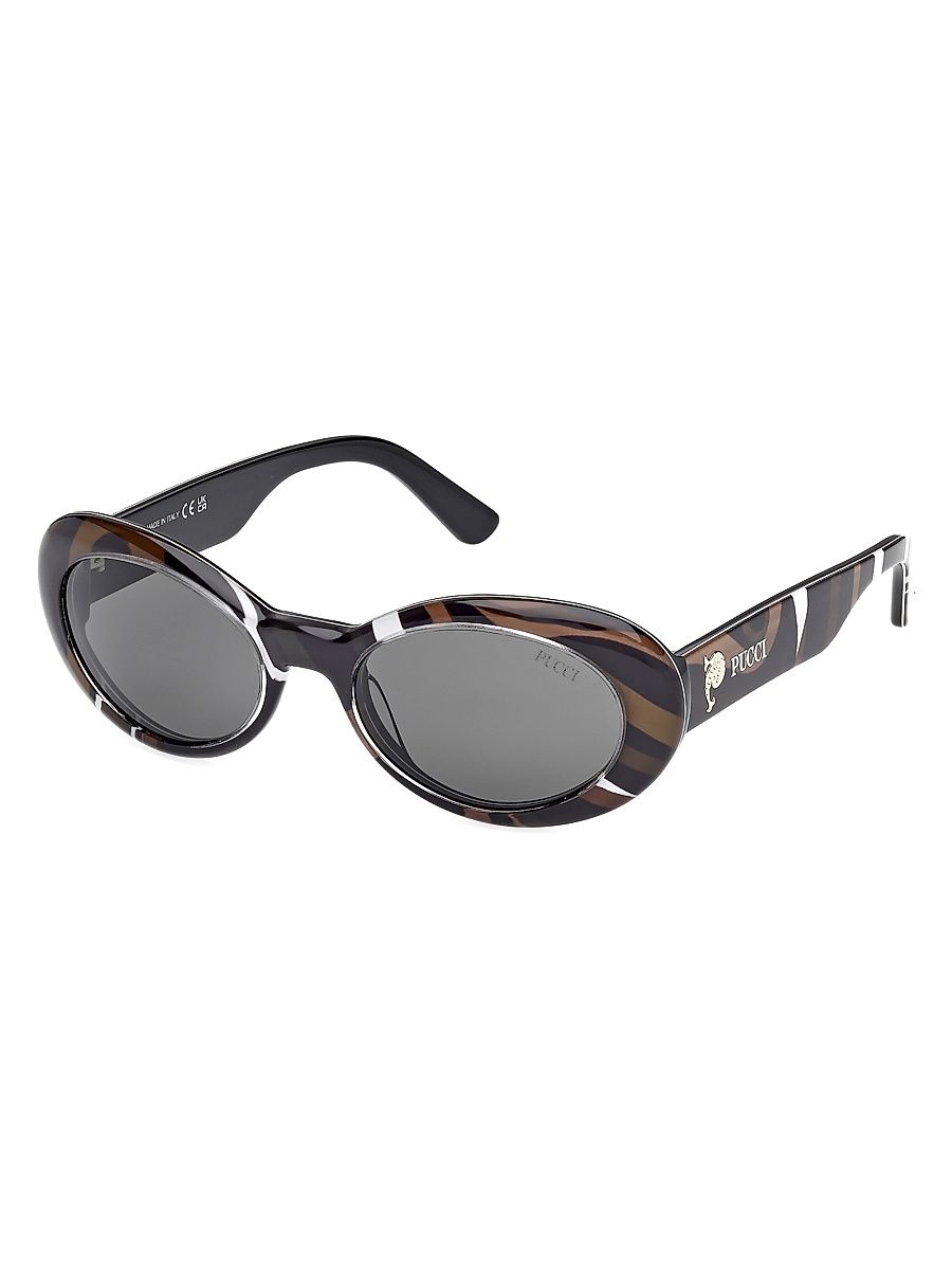 Women's 53MM Oval Sunglasses - Black Marmo Smoke