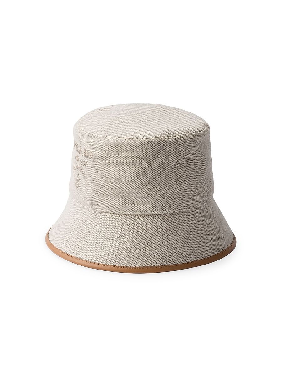 Women's Linen Blend Bucket Hat - Beige Khaki - Size Small