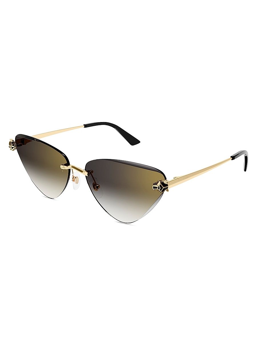 Women's Panthère Classic 24K Gold-Plated Cat-Eye Sunglasses - Gold Black