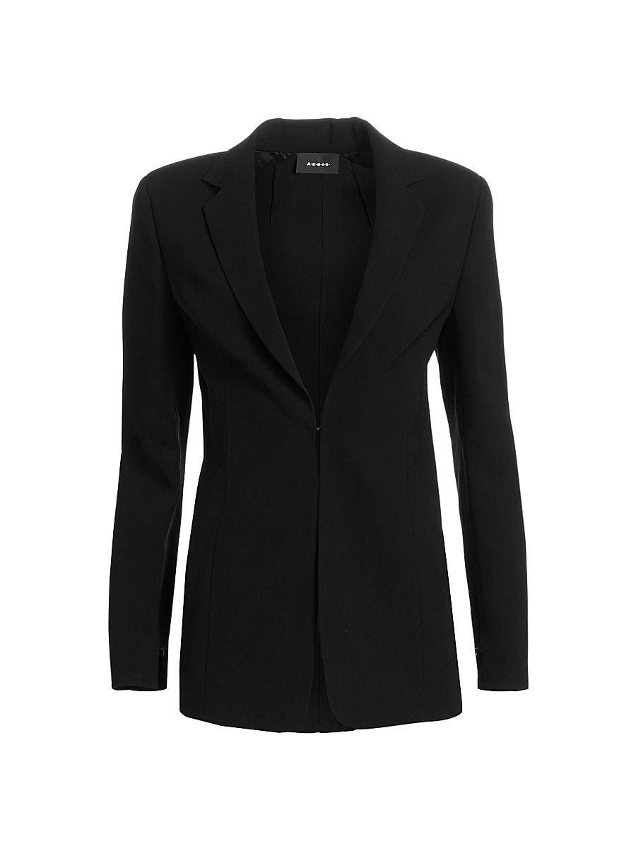 Women's Odette Notch Lapel Wool Blazer - Black - Size 4