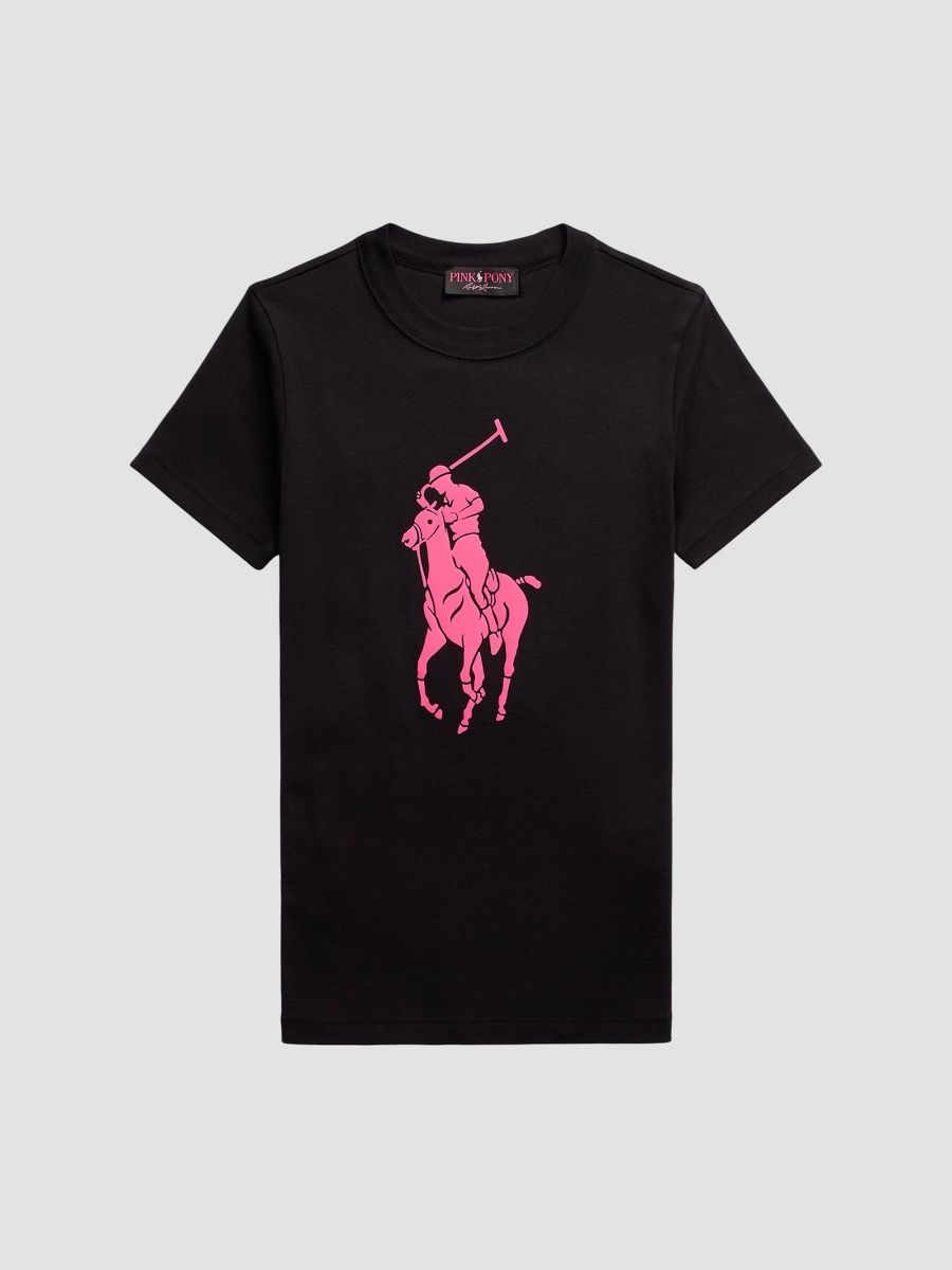 Polo Ralph Lauren Women's Pink Pony Cotton Crewneck T-Shirt - Black - Size XXS