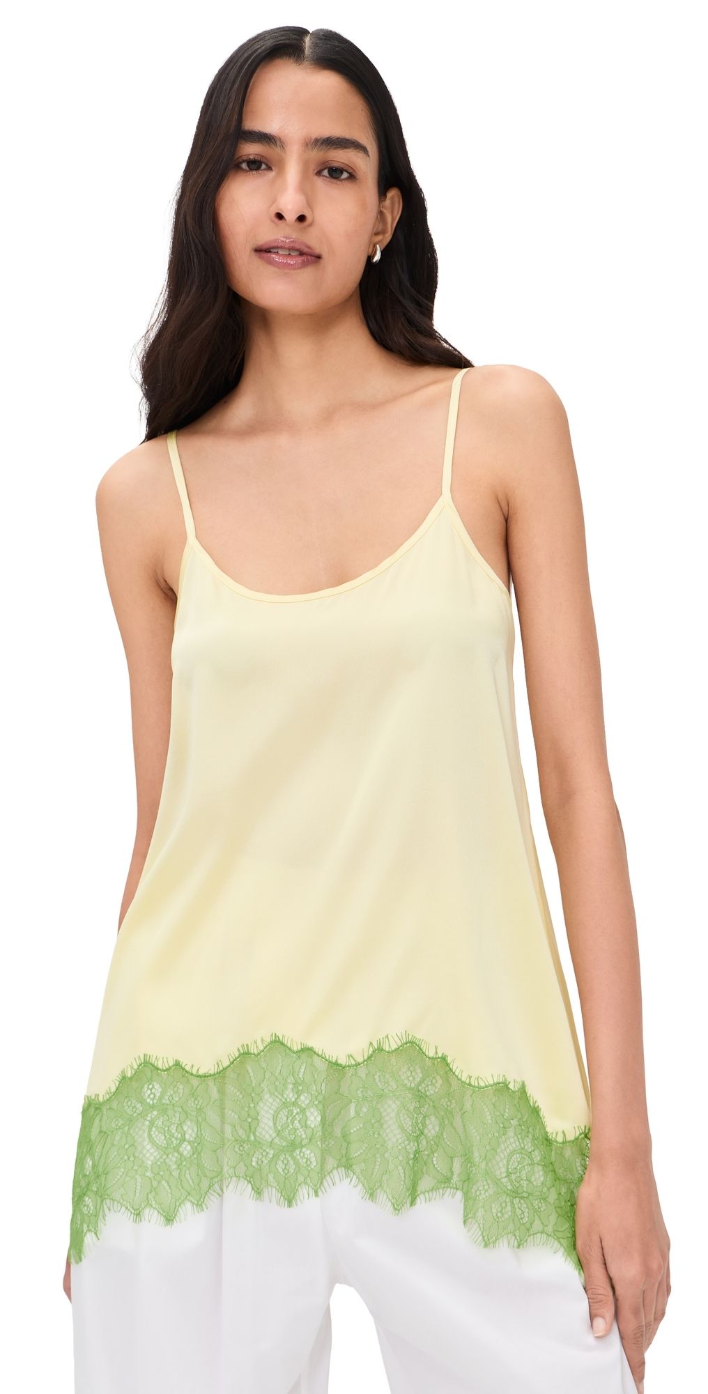STAUD Chloe Silk Camisole Key Lime/Sprout XS