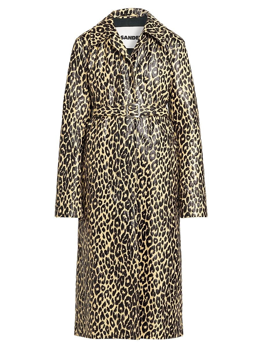Women's Leopard Coated Linen Trench Coat - Canvas Beige - Size 10